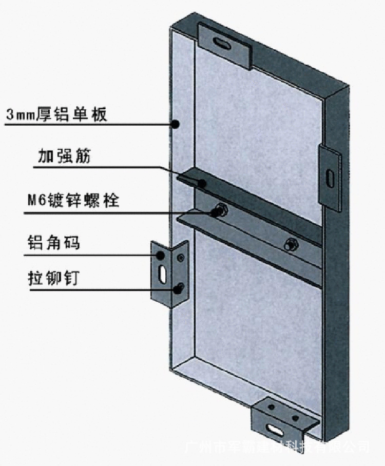 一种肌理铝单板角码连接结构